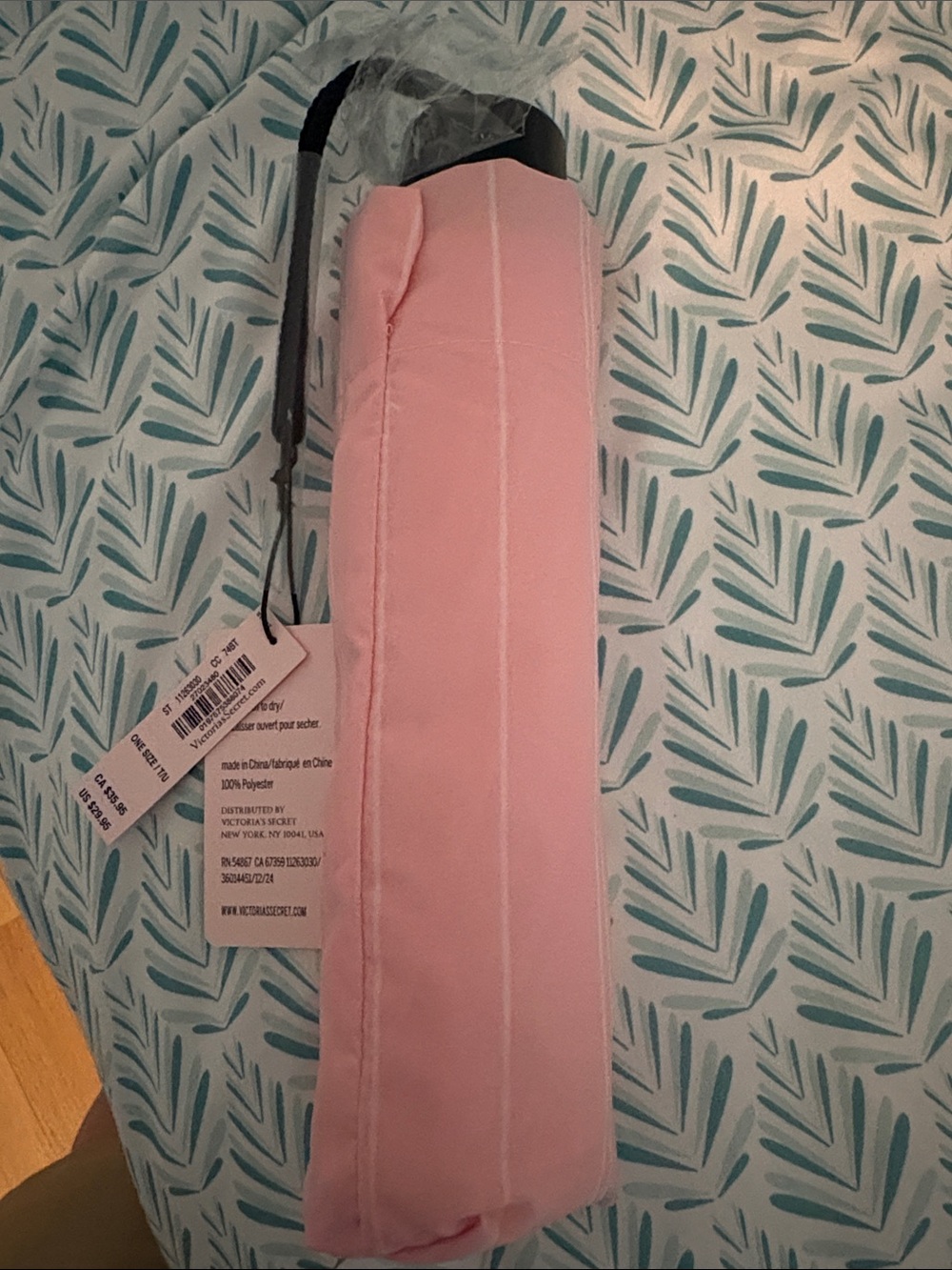 Victoria's Secret Pink and White Stripes Umbrella with Black Accent
